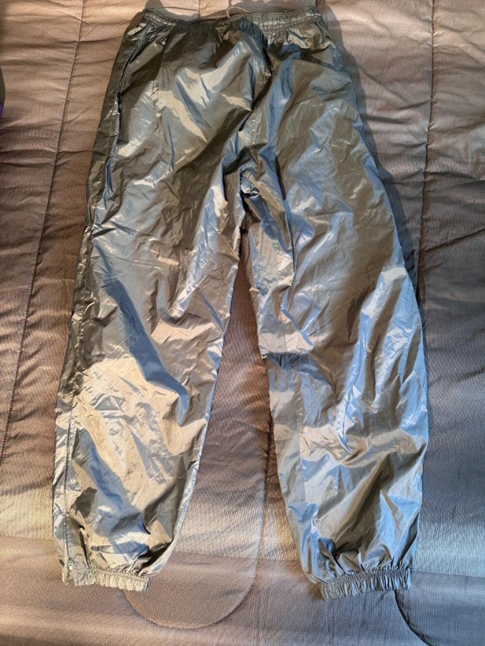 Cheetah Shiny Black Nylon Track Pants XL Y2K Gorpcore Lined Windbreaker Joggers